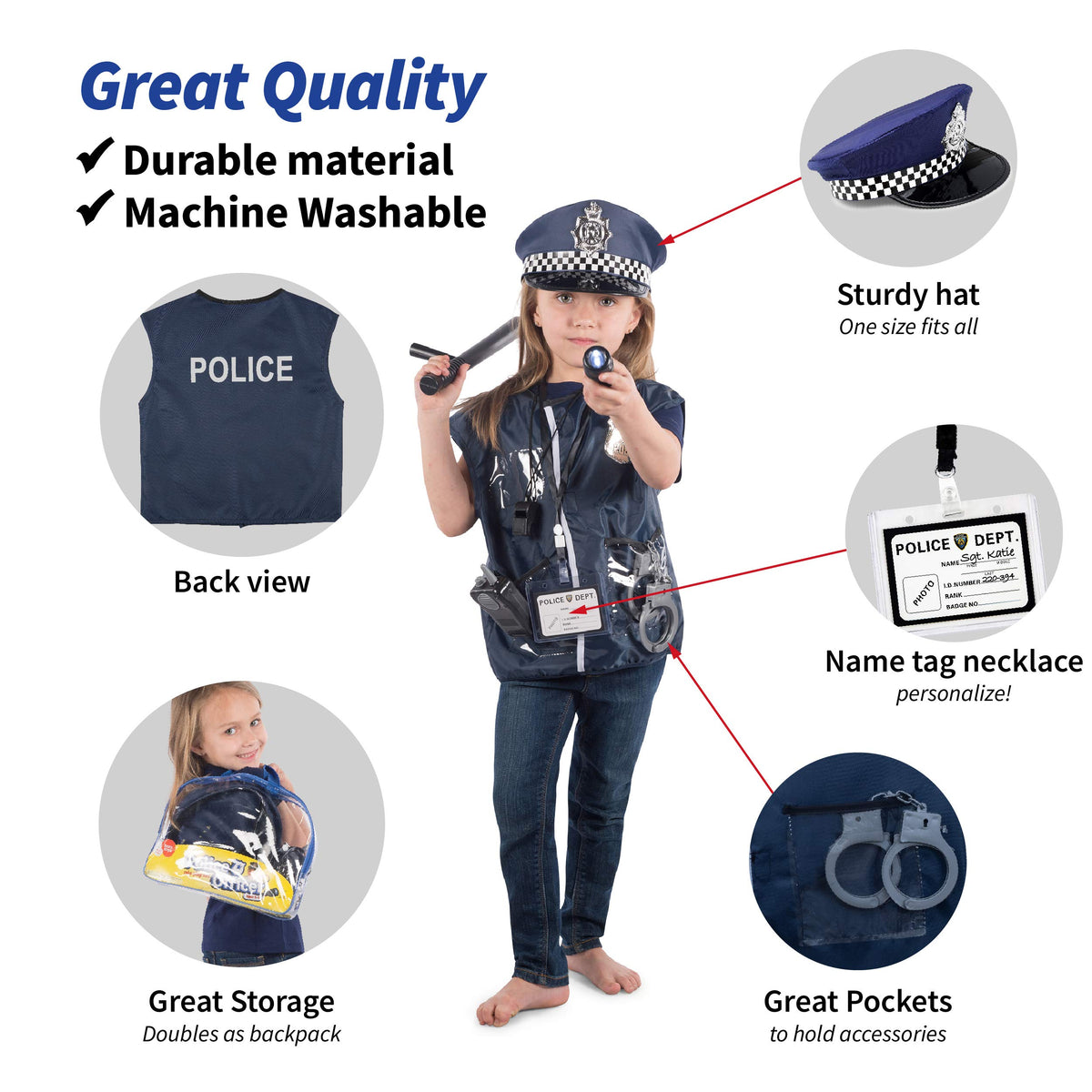 Born Toys police badge with ID adds authenticity to pretend policing.