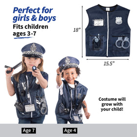 Born Toys police costume vest promotes quick dressing and confident role play.