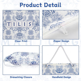 Blue and white floral pattern on Bornerwhite mahjong case adds elegant flair