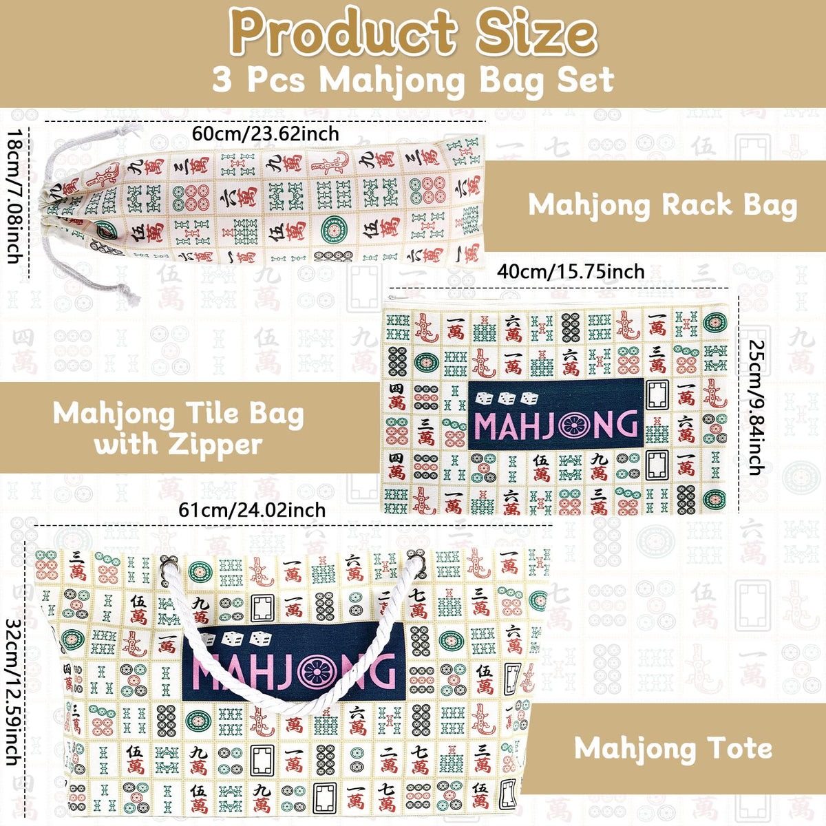 Bornerwhite mahjong bag tote portable storage for quick setups