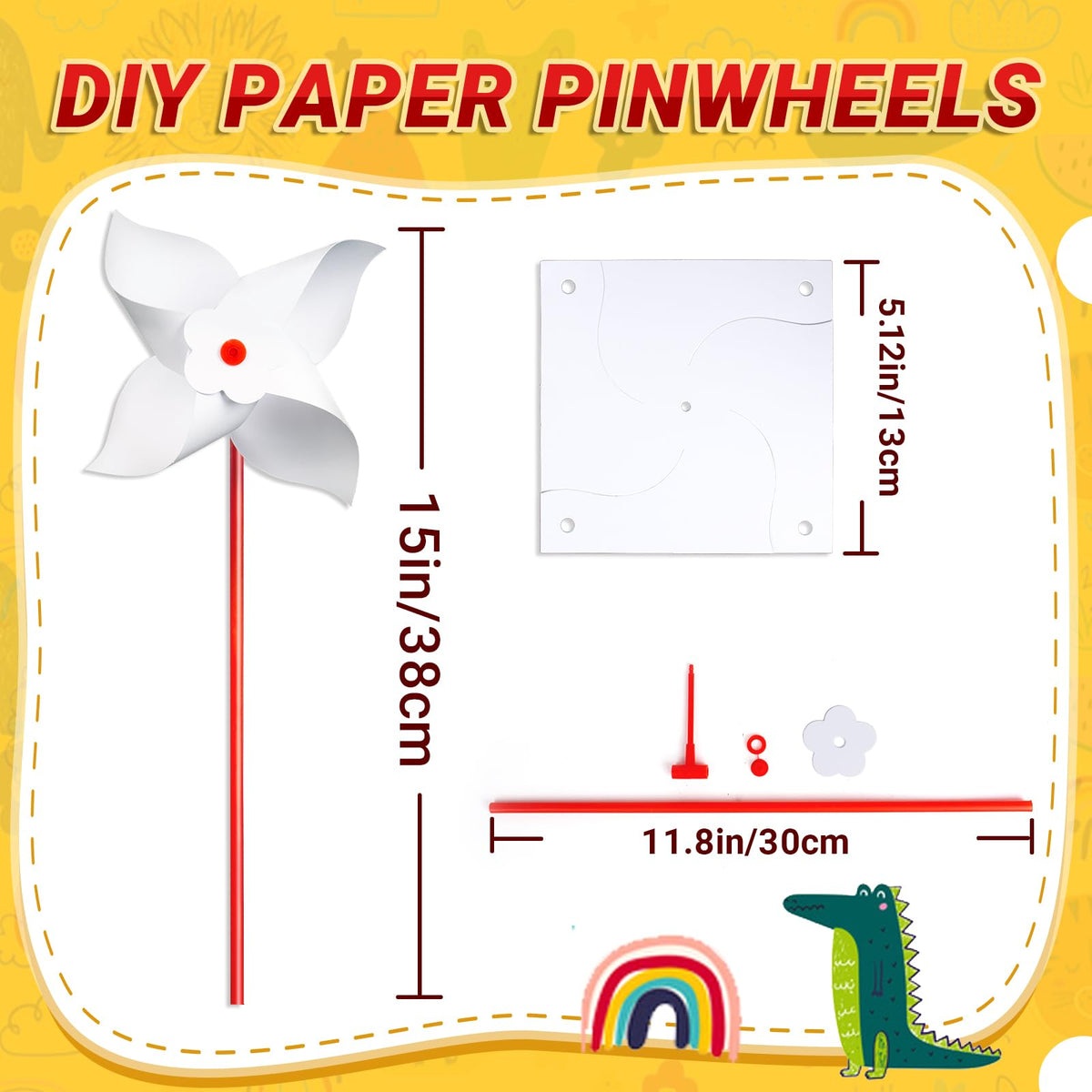 Easy assembly steps for Bosctanuc pinwheels in classrooms or parties.