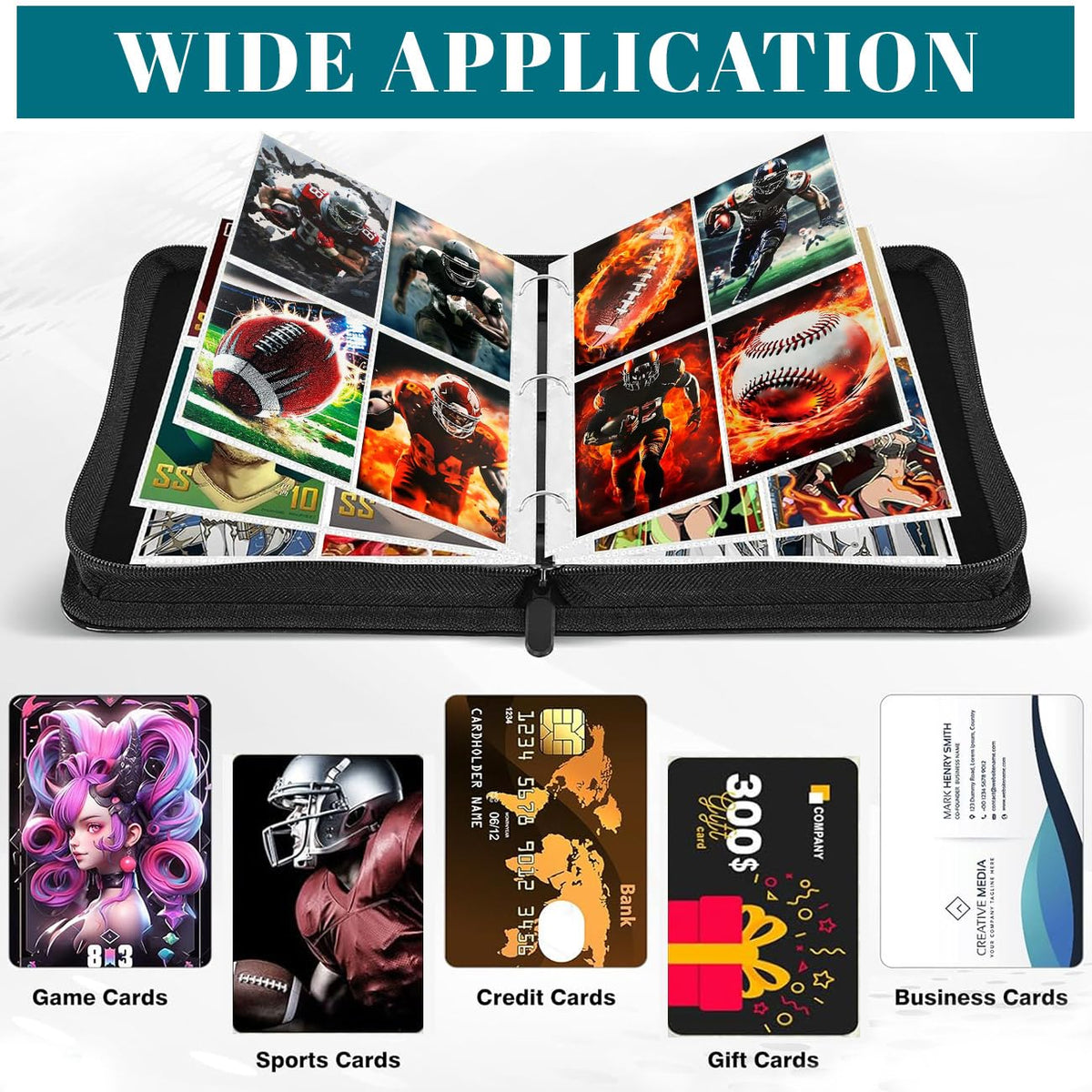 BOSTEPY portable card album with wrist strap for on-the-go collectors.
