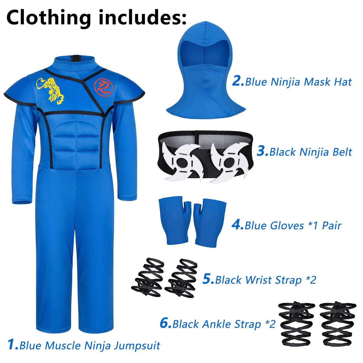 Bosvin Kids Ninjia blue mask hat completes the ninja look