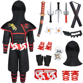 Bosvin Ninjia costume dark muscle jumpsuit for kids, ideal for Halloween play