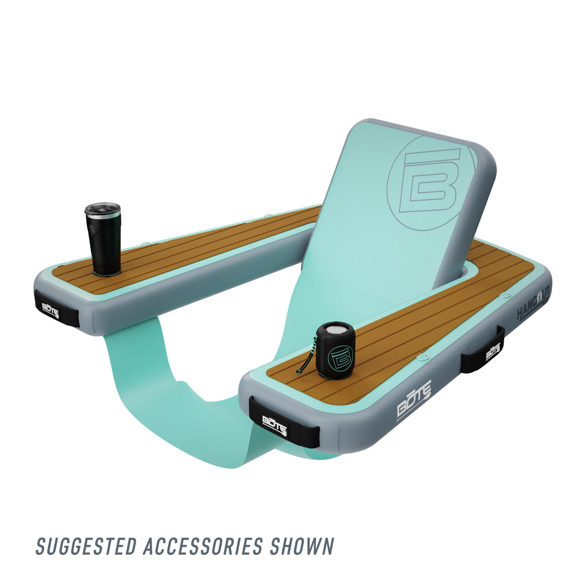 BOTE Hangout Chair shows portable use with docklink connectors for secure floating.