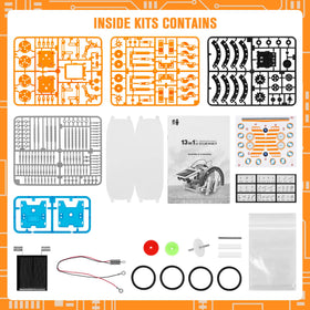 Bottleboom step-by-step guide and parts laid out for easy building