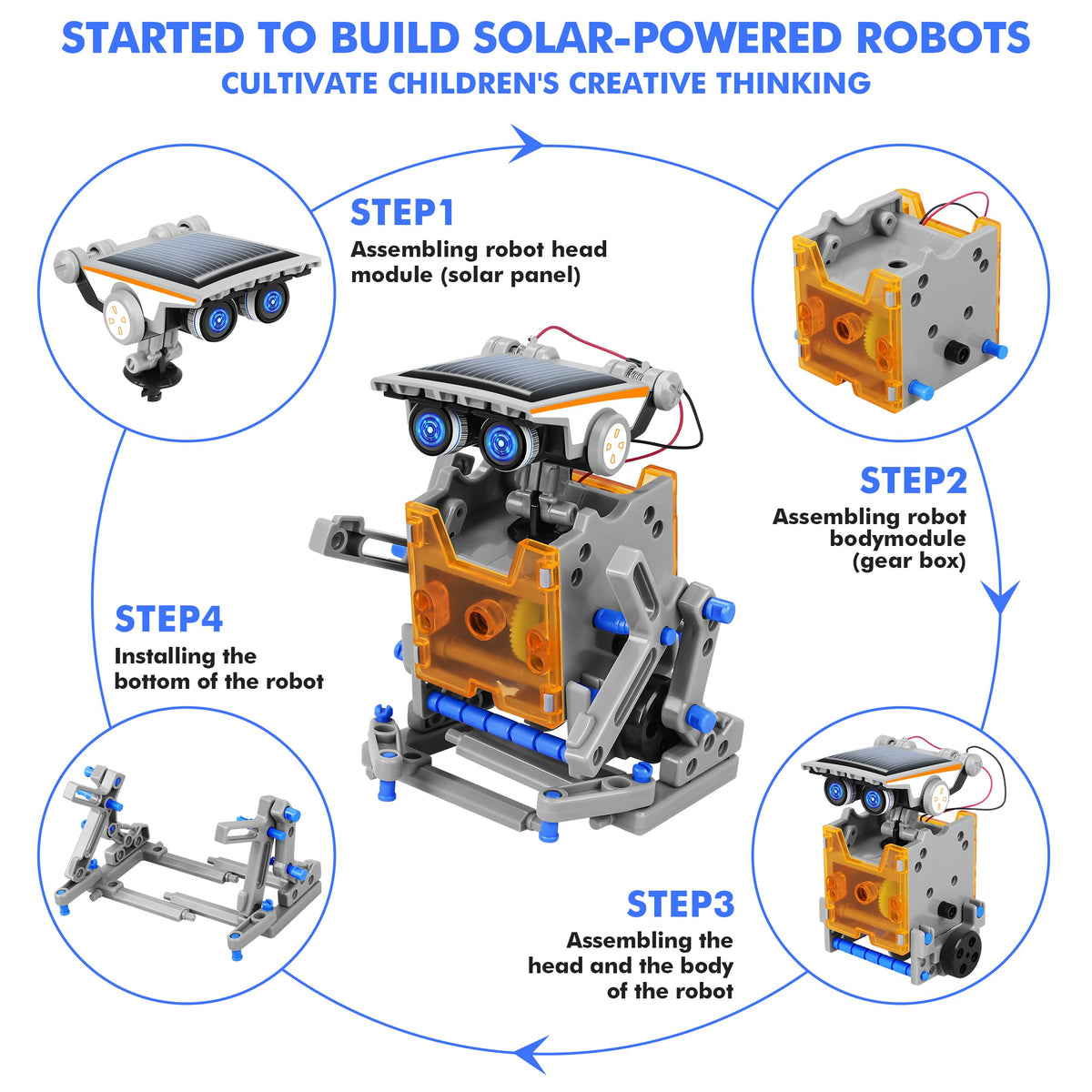 Bottleboom solar-powered robot gears close-up demonstrates modular building