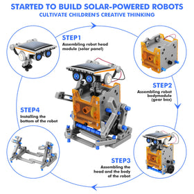 Bottleboom solar-powered robot gears close-up demonstrates modular building