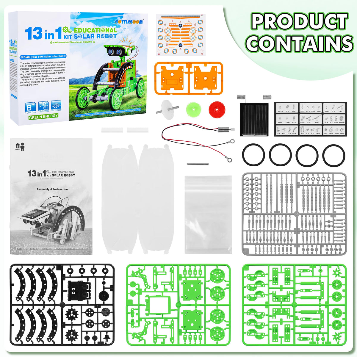 Bottleboom STEM 13-in-1 solar robot kit supports water play exploration