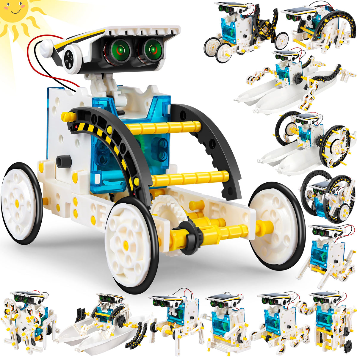 Bottleboom STEM 13-in-1 robot kit cover image promoting solar-powered learning and creativity