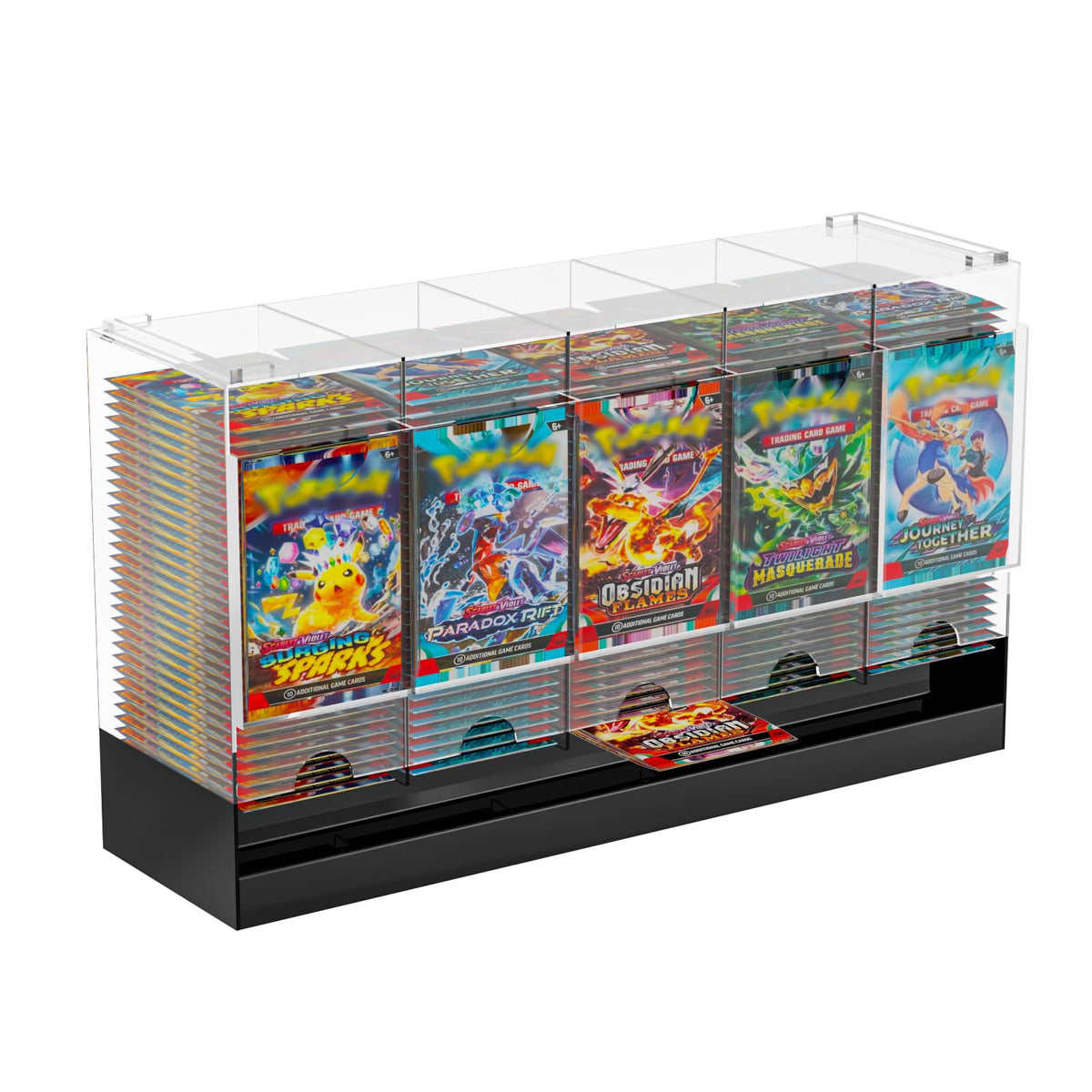 Botyboty 5-slot booster dispenser front view for quick access to packs