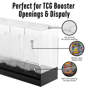 Botyboty acrylic dispenser with black base, clear visibility of boosters