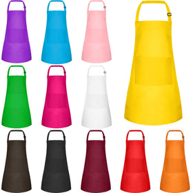 BOUBONI 12-pack kids apron with two pockets, ideal for art and cooking activities.