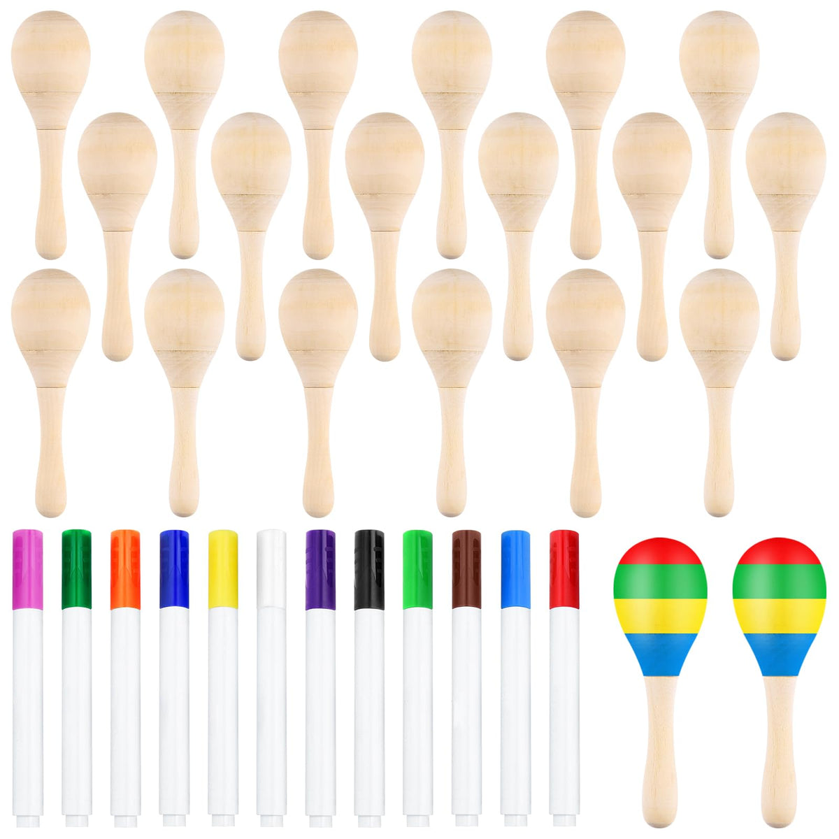 BOUBONI DIY wooden maracas set with ergonomic grip for easy shaking.