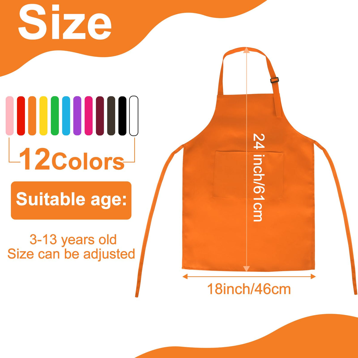 BOUBONI kids apron with adjustable shoulder straps for a comfortable, growing fit.