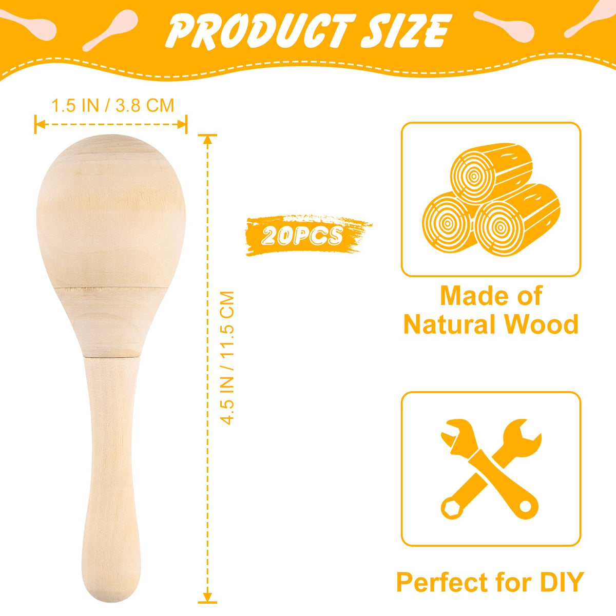 BOUBONI wooden maracas with ergonomic handle designed for small hands.