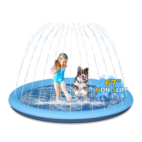 BoucyBudy 67-inch dog splash pad offers generous space for kids and pets to splash and cool off.