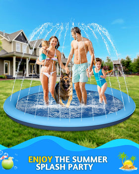 BoucyBudy family-friendly splash pad invites shared water play for kids and pets.