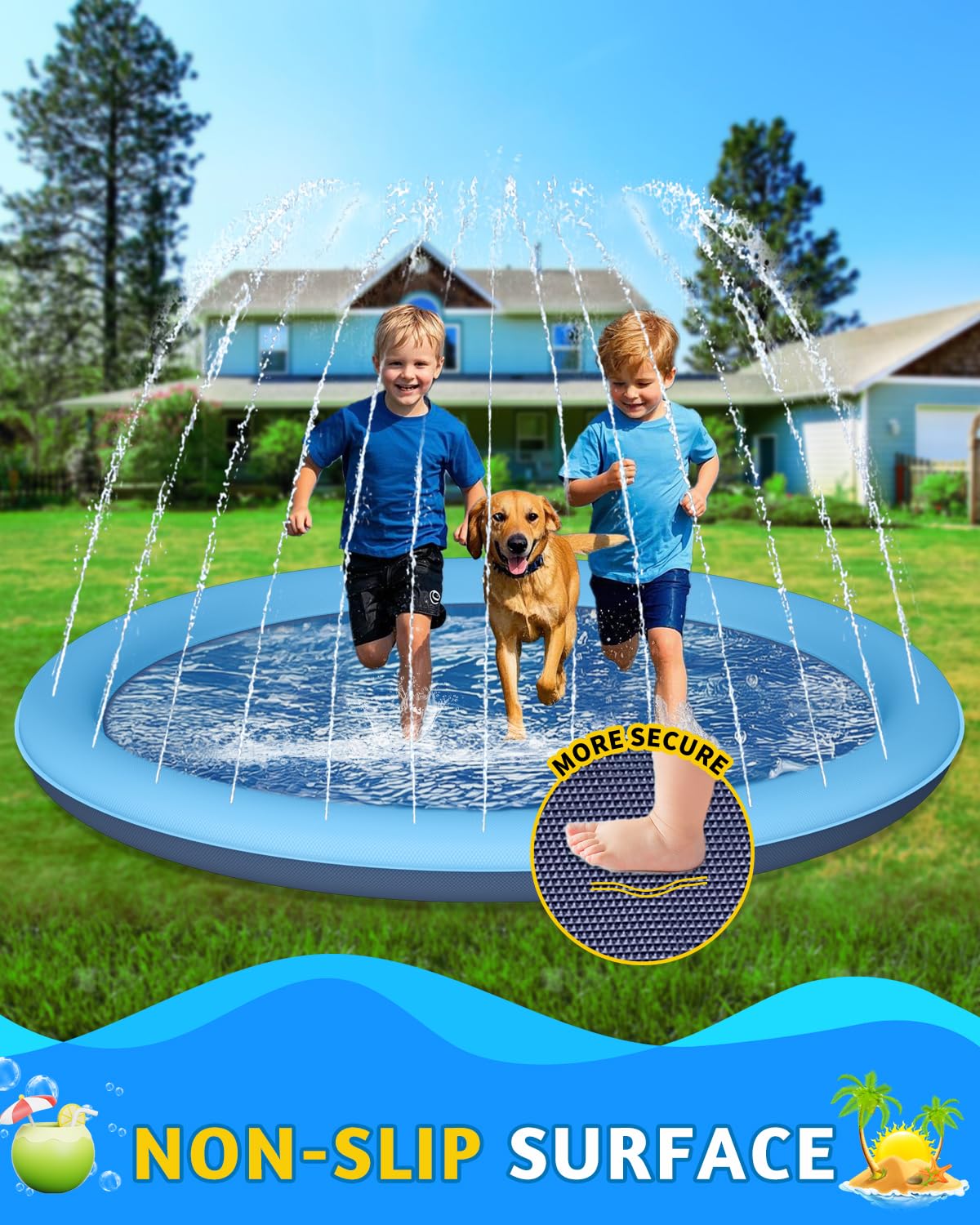 BoucyBudy heavy-duty splash pad provides durable outdoor fun for busy yards.