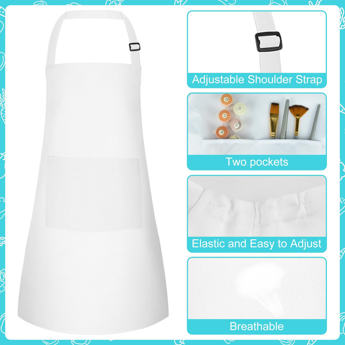 Bouiexye polyester kid apron, skin-friendly and tear-resistant for messy art.