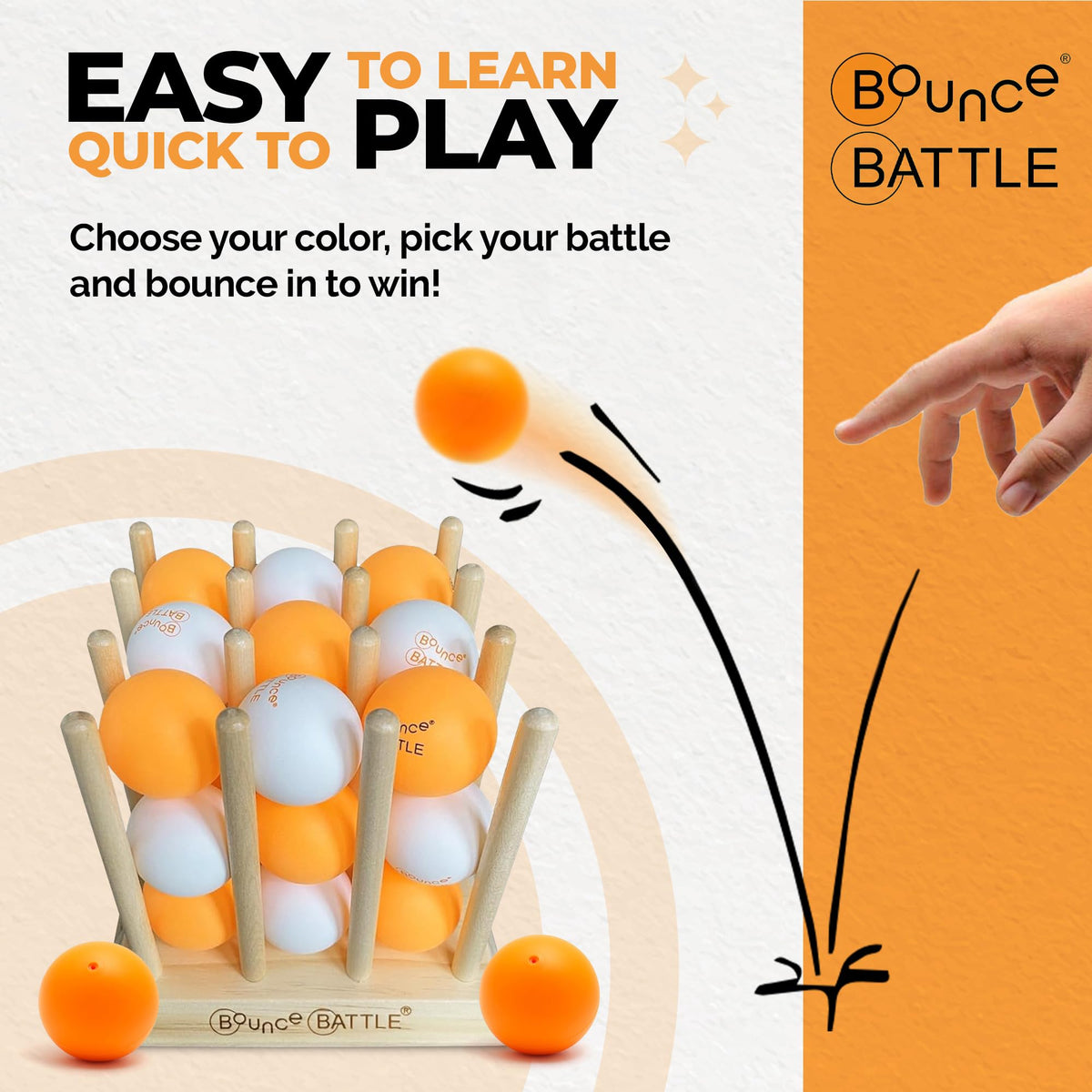 Bounce Battle Wood Edition set on table during fast skill challenges