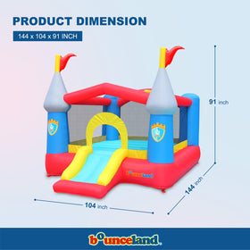 Bounceland bounce house castle with basketball hoop boosts active play and motor skills