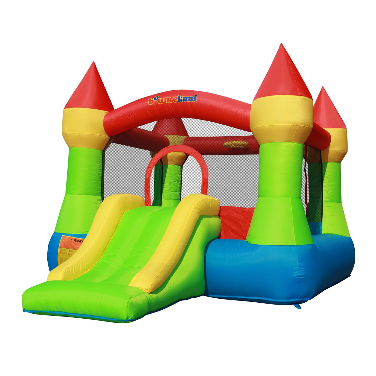 Bounceland Bounce House Castle with basketball hoop, ideal for active indoor or outdoor play.