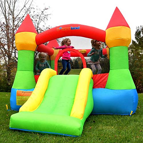 Bounceland Bounce House Castle indoor-outdoor setup—compact design fits basements and yards.
