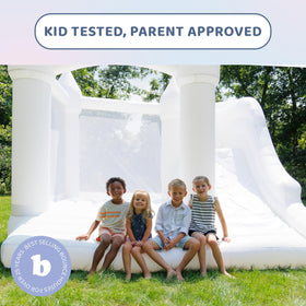 Bounceland Castle Palace Daydreamer Cloud Bounce House slide area encourages active fun.