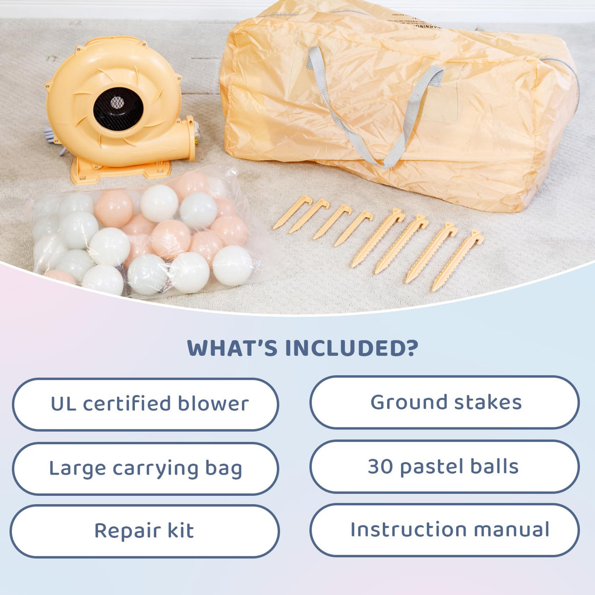 Bounceland Daydreamer UL blower included for quick inflation.