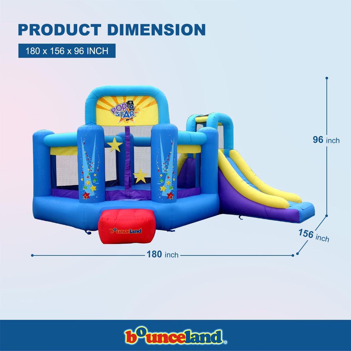 Bounceland Pop Star bounce area shows spacious play space for kids.