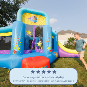 Bounceland Pop Star climbing wall adds active challenge and adventure.