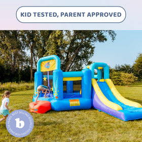 Bounceland Pop Star slide offers long, exciting descent for fun.