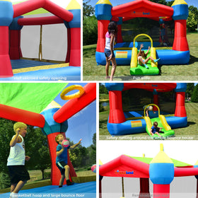 Puncture-proof material and reinforced stitching withstand active outdoor play.
