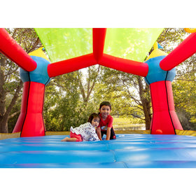 Bounceland removable sun roof protects players from sun while keeping comfort.