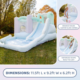 Bounceland Splash Zone Dream blower included for quick inflation.