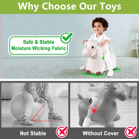 Machine-washable cover keeps Bouncy Pals Sheep Hopper clean