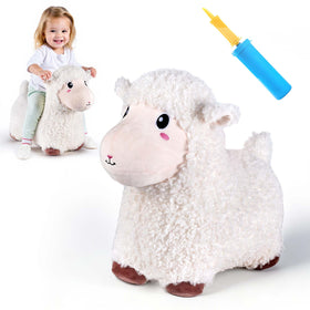 Bouncy Pals Sheep Hopper plush wool cover provides cozy texture for toddler play