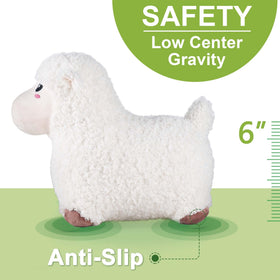 Soft plush fabric mimics real wool on Bouncy Pals Sheep Hopper