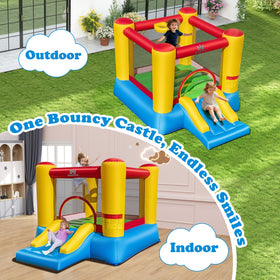 BOUNTECH bounce house slide close-up demonstrating easy access and fun flow
