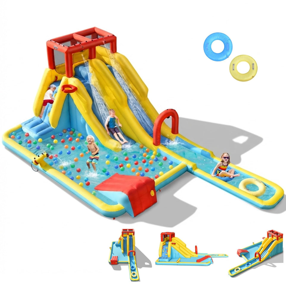 BOUNTECH inflatable water slide front view for backyard fun and family play