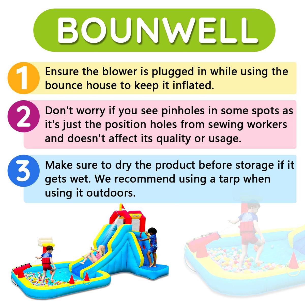 Bounwell splash pool catches splashes and provides a safe landing zone.
