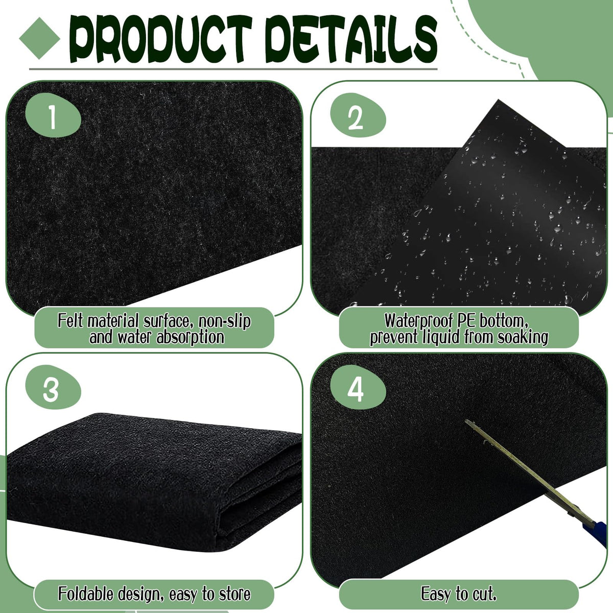 BOUTICOL mat's water-absorbent surface keeps little feet dry during play.
