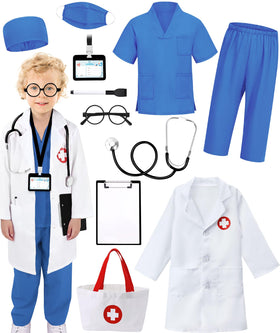 Boutrele doctor costume lab coat for kids, realistic role-play accessory for imaginative learning.