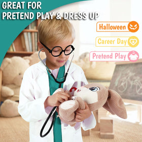 Boutrele doctor scrubs set top and pants; soft fabric supports comfortable play.