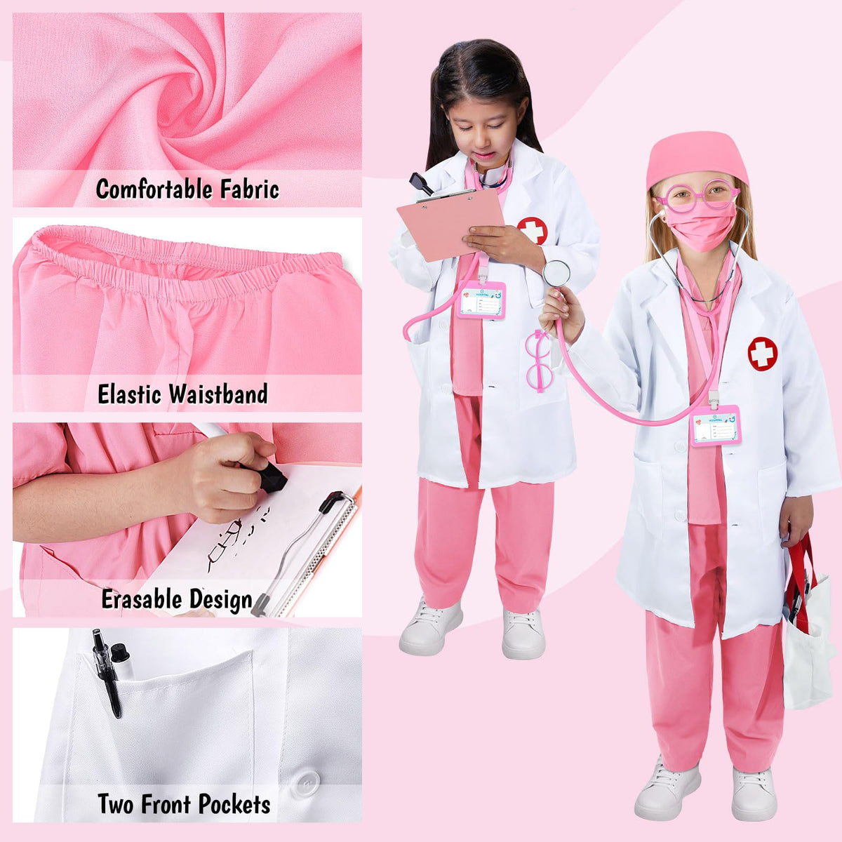 Boutrele kids doctor cap pink completes a realistic pretend look