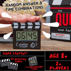 Contents of Quick Flix include 54 trivia cards and a timer.