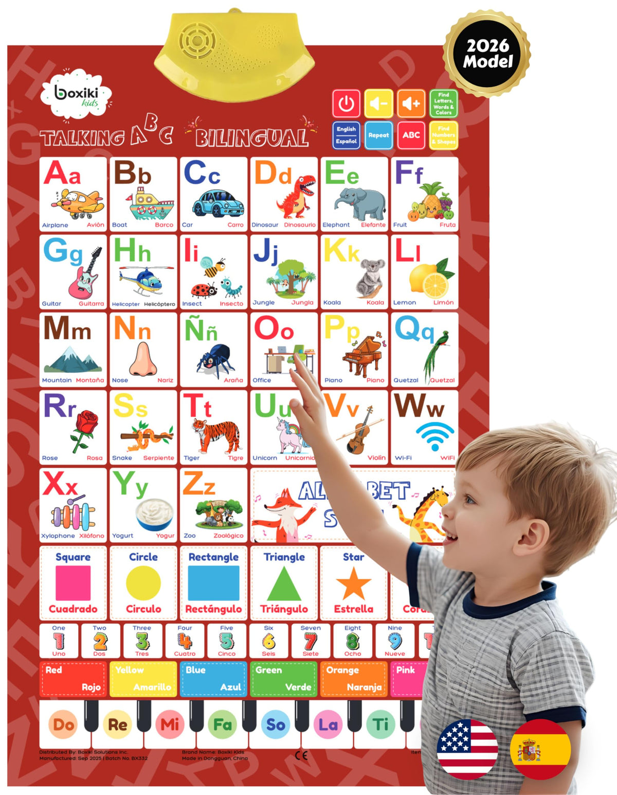 Boxiki kids bilingual wall chart ABC letters boosts early literacy through visuals.