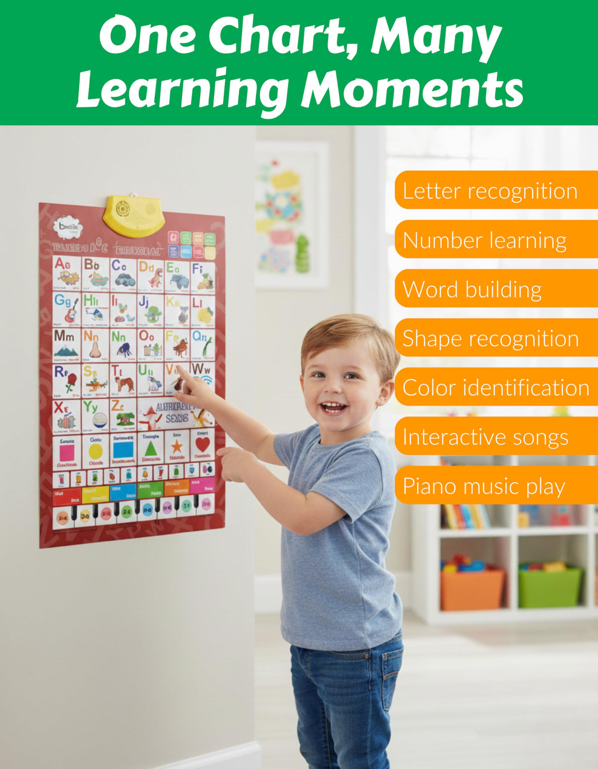 Boxiki kids bilingual wall chart music learning invites singing and memory.
