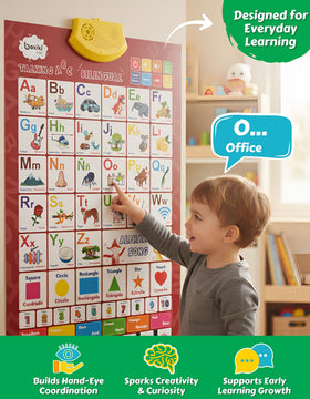 Boxiki kids bilingual wall chart Spanish English exposure boosts vocabulary recall.
